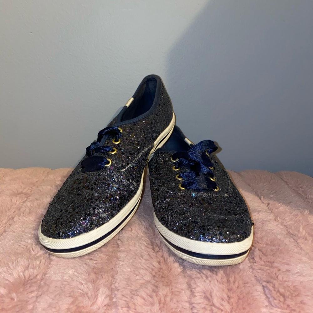 Keds x Kate Spade Navy glitter sneakers, size 7.5